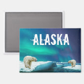 Ours polaire Aurora Borealis Aimant Alaska (Recto/Verso)