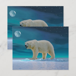 Ours polaire en clair de lune Carte de voeux plat