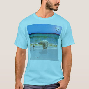 Ours Polaire Et Jack Russel Sur La Plage, Tshirt