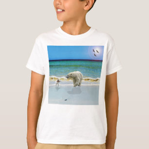 Ours Polaire Et Jack Russel Sur Le Tshirt Enfant D