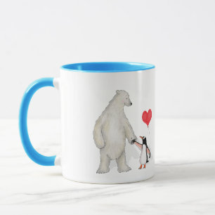 Ours polaire et pingouin 'love you' mug