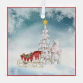 Ours polaire et verre couché Ornement de Noël (Verso)