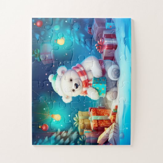 Ours polaire Festif Noël Enfants Jigsaw Puzzle (Vertical)