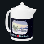 Ours Polaire - Mama Nez Meilleur<br><div class="desc">Un ourson polaire cherche à se rassurer de sa mère sur la banquise arctique. Le texte "Coeurs chauds du nez froid" et un coeur rouge apparaissent également ; le tout sur un arrière - plan starfield.</div>