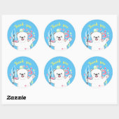 Ours polaire mignon Artist Merci Bleu Sticker (Feuille)