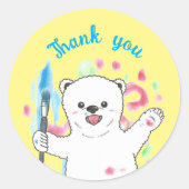 Ours polaire mignon Artist Merci Sticker Jaune (Devant)