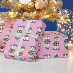 Ours polaire mignon avec papier cadeau rose