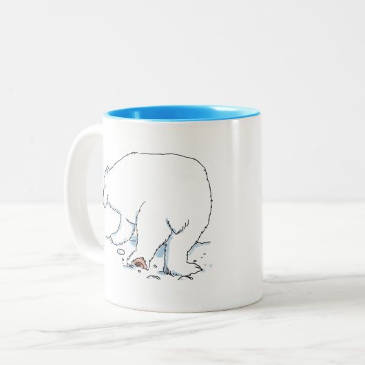 Ours polaire mug bleu bicolore (Devant gauche)