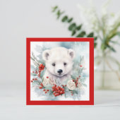 Ours polaire Noël Déjeuner de fête Invitation (Debout devant)