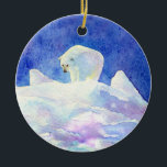 Ours polaire ornement de Noël<br><div class="desc">Un délicieux aquarelle représentant un ours polaire au-dessus d'un paysage glacé orne cet ornement de Noël. Vous voudrez peut-être le garder en dehors toute l'année !</div>