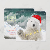 Ours polaire père Noël | Cartes d'invitation de va (Devant / Derrière)