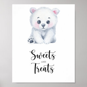Ours polaire - poster de baby shower pour friandis