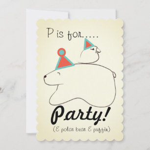 Ours Polaire & Puffin Invitation à la fête d'anniv