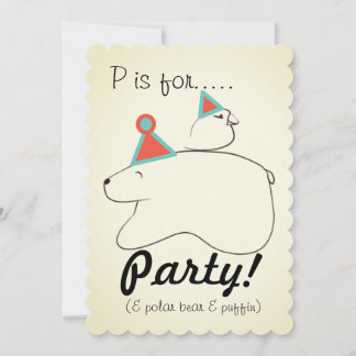 Ours Polaire & Puffin Invitation à la fête d'anniv