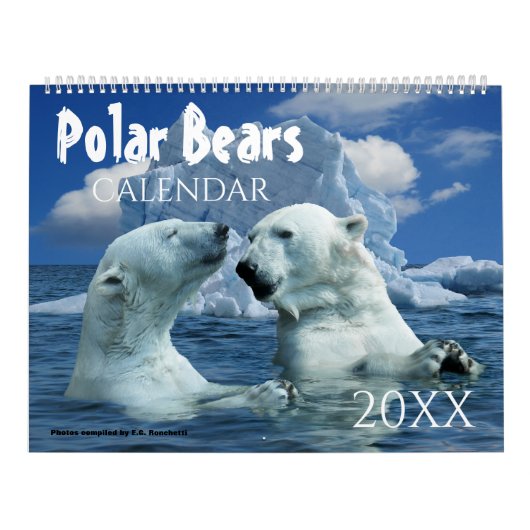 Ours polaire thème 2025 Calendrier mural Cadeau (Protection)