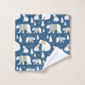 Ours polaires, arbres et flocons de neige (Gant de toilette)