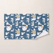 Ours polaires, arbres et flocons de neige (Serviette à main)