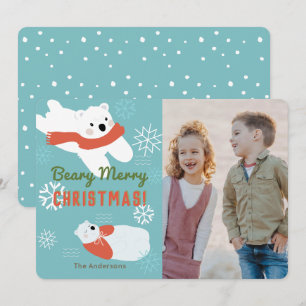 Ours polaires Beary Joyeux Carte photo de Noël
