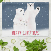 Ours Polaires De Noël Sur Étoiles Serviette De Cui (Plié)