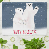 Ours Polaires De Noël Sur Étoiles Serviette De Cui (Plié)