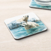 Ours polaires dessous de verre en plastique dur (Côté gauche)