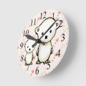 Ours polaires et Coeurs Enfants Horloge murale (Angle)