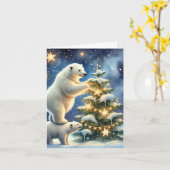 Ours polaires sous la carte de Noël étoilée (Fleur jaune)