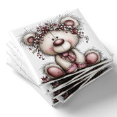 Ours rose Baies de Noël | Aimant de Noël