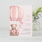 Ours rose dans le Baby shower de ballon Invitation (Debout devant)
