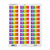 Ours rose sur le Étiquette de lavage Rainbow (Feuille entière)