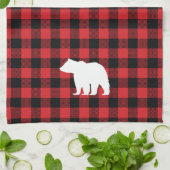 Ours Rouge et noir Buffalo Chèque Serviette de cui (Plié)