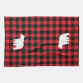 Ours Rouge et noir Buffalo Chèque Serviette de cui (Horizontal)