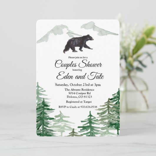 Ours Rustique Couples Douche Invitation (Debout devant)