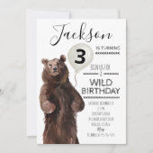 Ours sauvage noir et blanc Invitation d'anniversai (Devant)