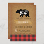 Ours sauvage | Premier Invitation de fête d'annive (Devant / Derrière)