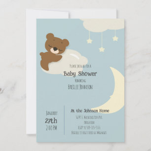 Ours sur Baby shower nuageux Invitation