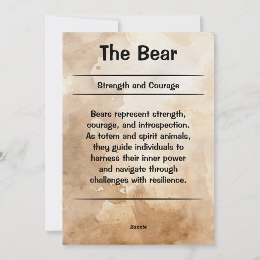 Ours Totem Esprit Animal Signification Carte (Dos)
