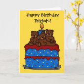 ours triplés sur la carte cake d'anniversaire (Fleur jaune)