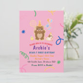 Ours vert éditable Invitation d'anniversaire (Debout devant)