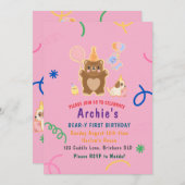 Ours vert éditable Invitation d'anniversaire (Devant / Derrière)