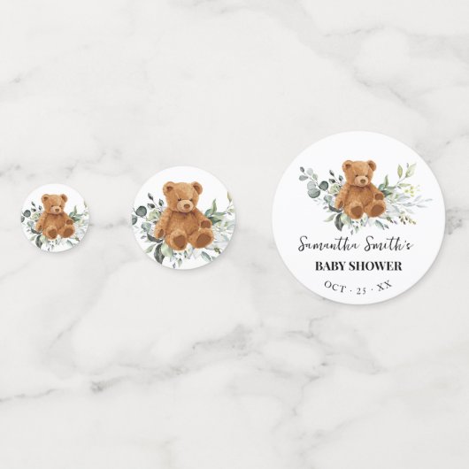 Ours vert Eucalyptus Baby shower Confetti (Devant)