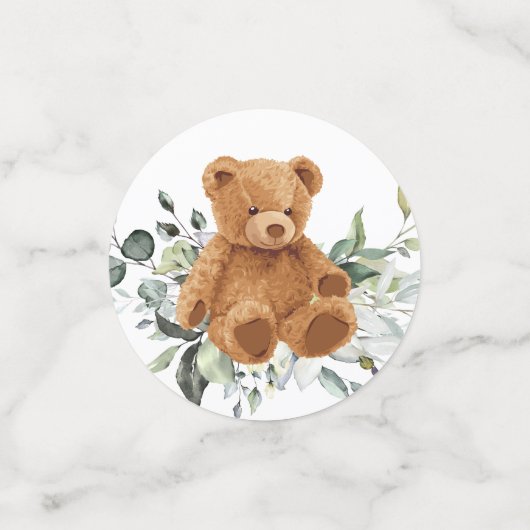 Ours vert Eucalyptus Baby shower Confetti (Petit recto)