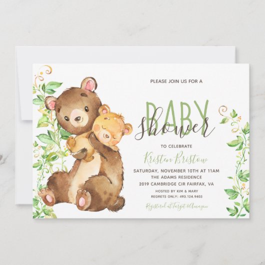 Ours zoo animal Jungle Baby shower Invitation (Devant)