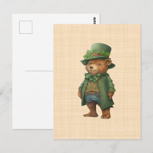 Ourson Saint Patrick - Iers groen kostuum Briefkaart (Voorkant / Achterkant)