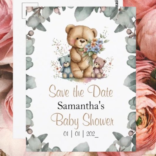 Oursons jumeaux aquarelle  la date Carte postale