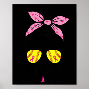 Out Borstkanker Bewustzijn Softbal Mom Vrouwen Poster