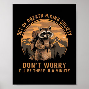 Out of Breath Hiking Society Wasbeer Wandelen Vint Poster