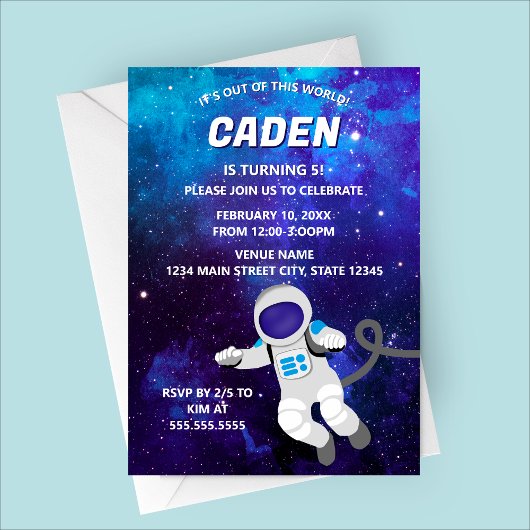 Out of This World Space Birthday Invitation