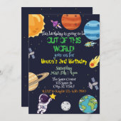 Out of this World, space birthday Invitation Kaart (Voorkant / Achterkant)