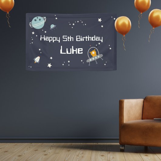 Out of This World Space Verjaardagsfeestbanner Spandoek